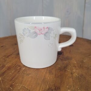 Pfaltzgraff Tea Rose Coffee Mug Ivory Pink Floral Stoneware Vintage 90s Wyndham